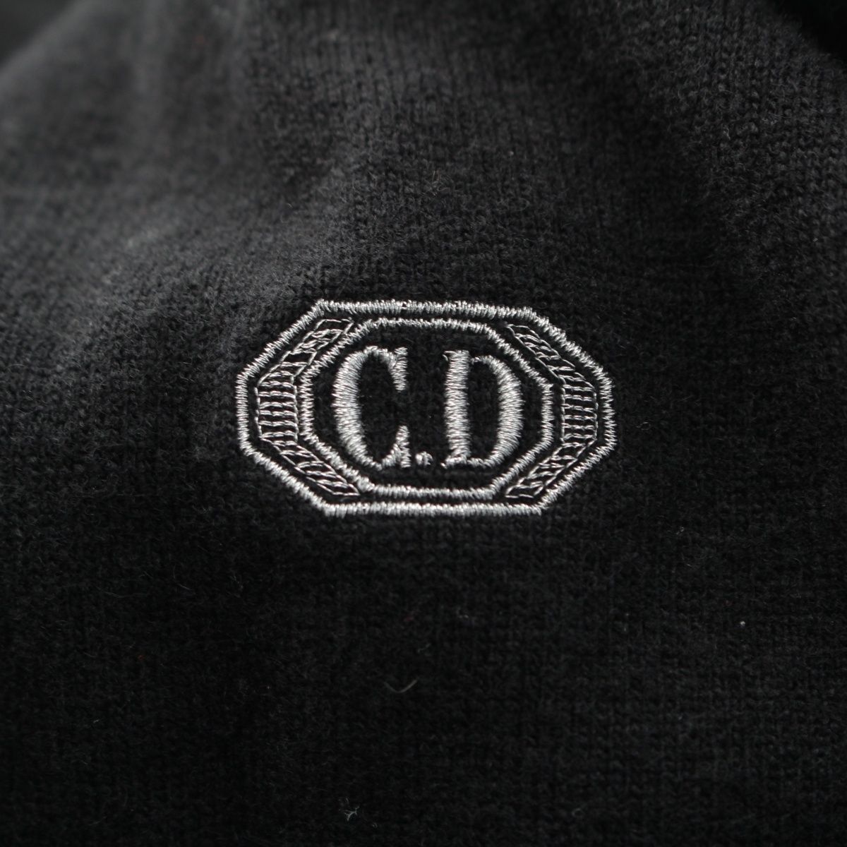 Dior Wool Cashmere CD Logo Embroidery Box Crew Neck Knit Sweater Top Black — view 8
