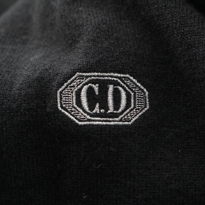 Dior Wool Cashmere CD Logo Embroidery Box Crew Neck Knit Sweater Top Black — view 8