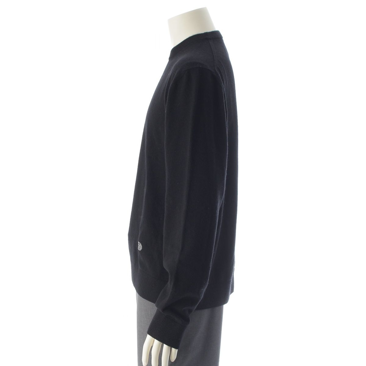 Dior Wool Cashmere CD Logo Embroidery Box Crew Neck Knit Sweater Top Black — view 3