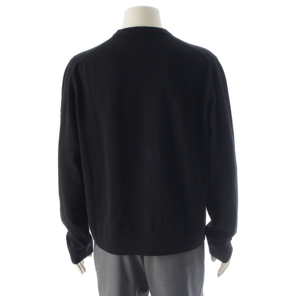 Dior Wool Cashmere CD Logo Embroidery Box Crew Neck Knit Sweater Top Black — view 4