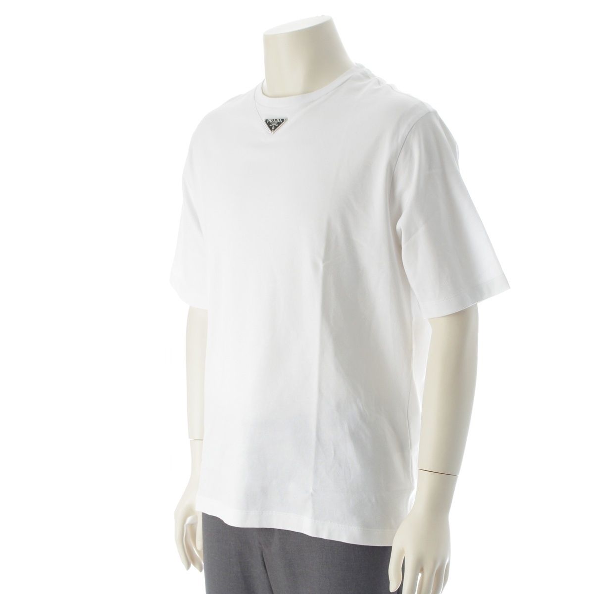 Prada Triangle Logo Oversize Short Sleeve T-Shirt Top White — view 2