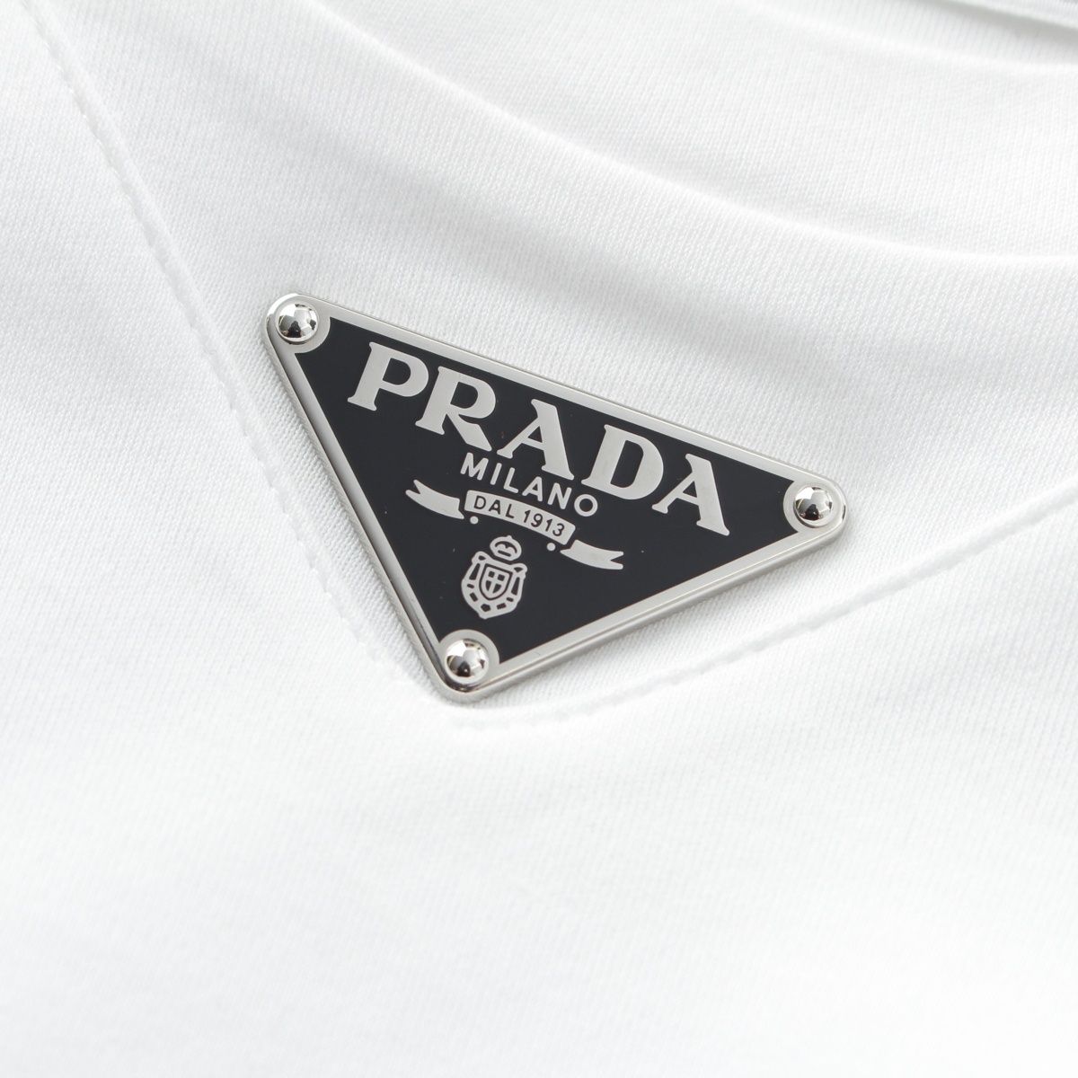Prada Triangle Logo Oversize Short Sleeve T-Shirt Top White — view 8