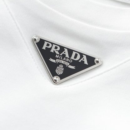 Prada Triangle Logo Oversize Short Sleeve T-Shirt Top White — view 8