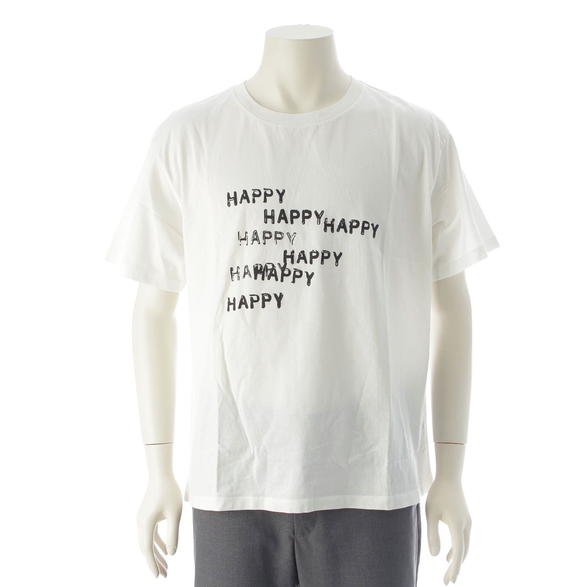 Celine Happy Print Crew Neck Short Sleeve T-Shirt Top White