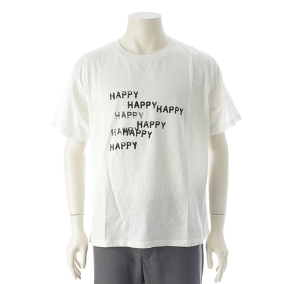 Celine Happy Print Crew Neck Short Sleeve T-Shirt Top White
