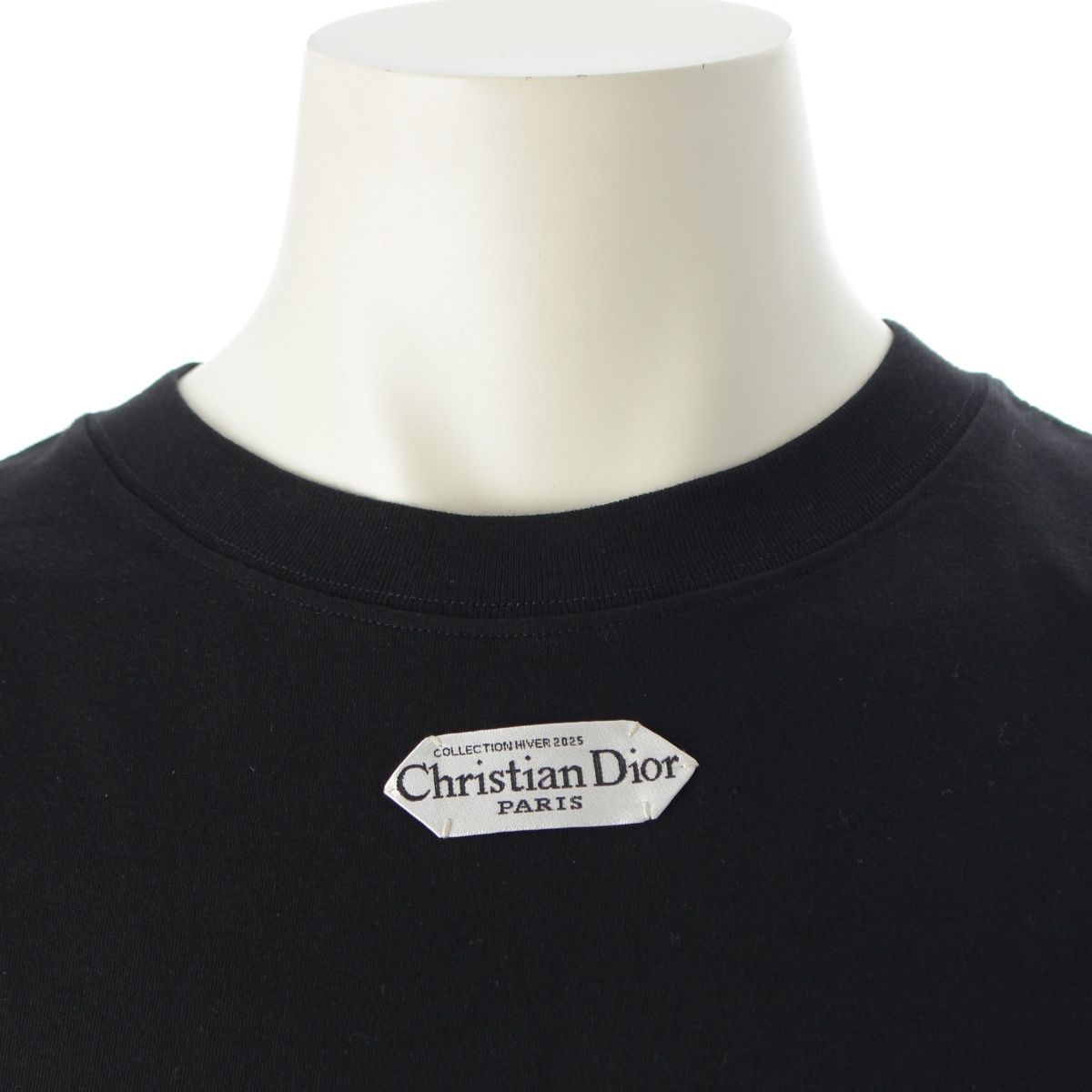 Dior Front Logo Patch Short Sleeve T-Shirt Top Black — view 5