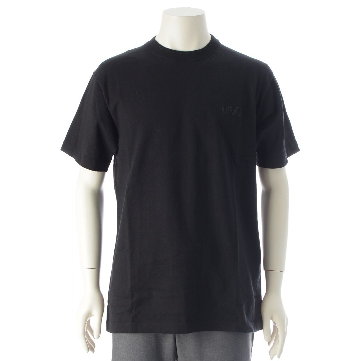 Dior Cotton Silk Icons Logo Embroidery Short Sleeve Knit Sweater Top Black