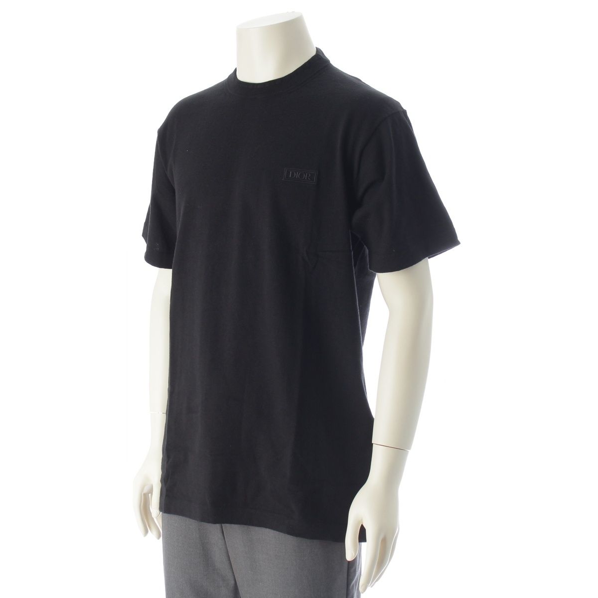 Dior Cotton Silk Icons Logo Embroidery Short Sleeve Knit Sweater Top Black — view 2