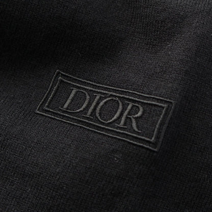 Dior Cotton Silk Icons Logo Embroidery Short Sleeve Knit Sweater Top Black — view 8