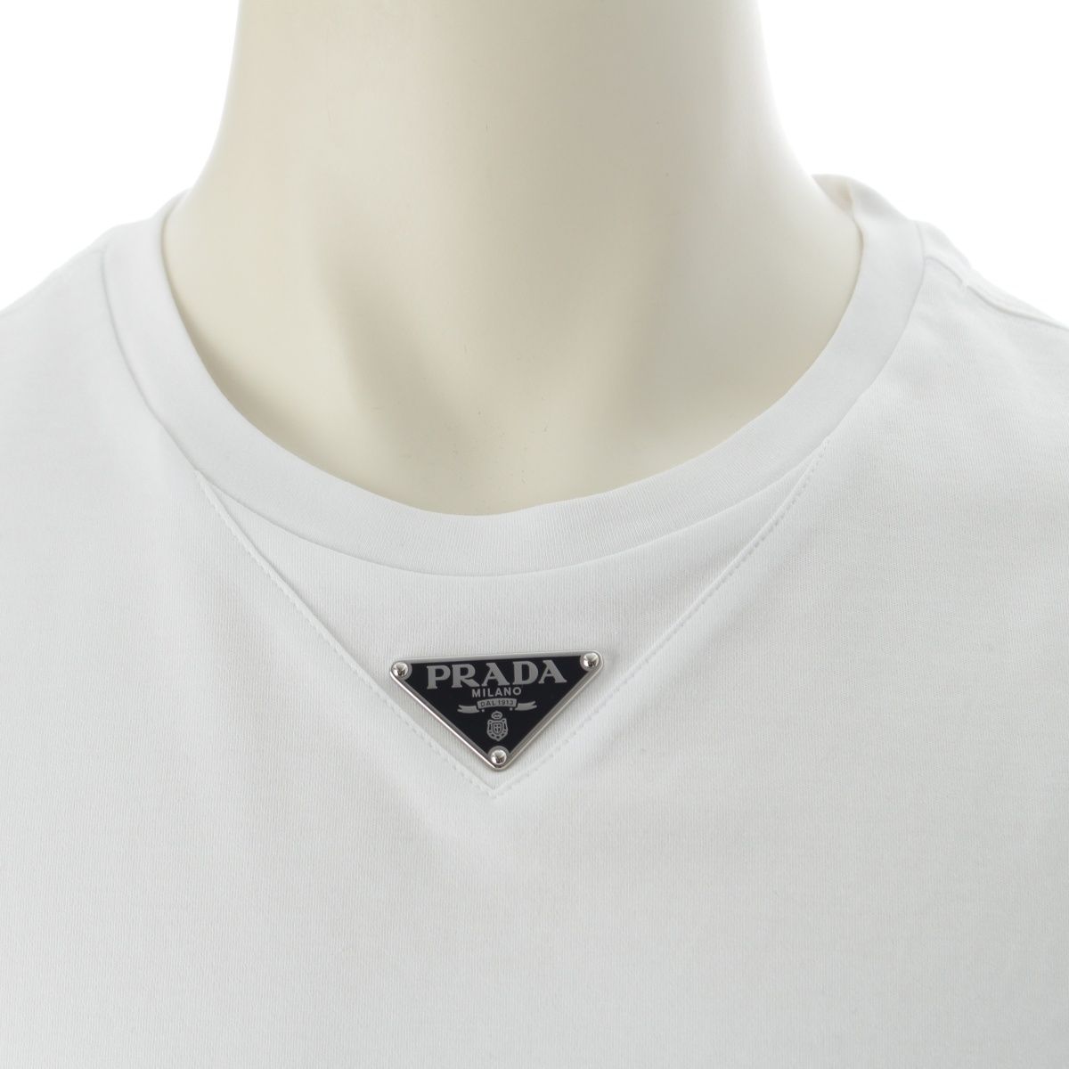 Prada Triangle Logo Oversize Short Sleeve T-Shirt Top White — view 5