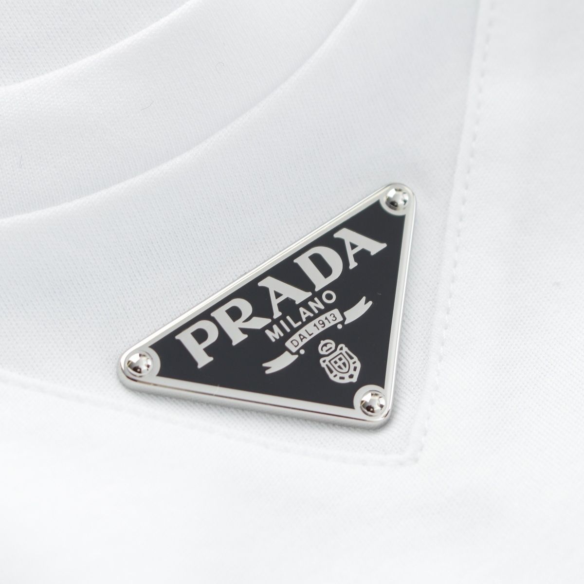 Prada Triangle Logo Oversize Short Sleeve T-Shirt Top White — view 8