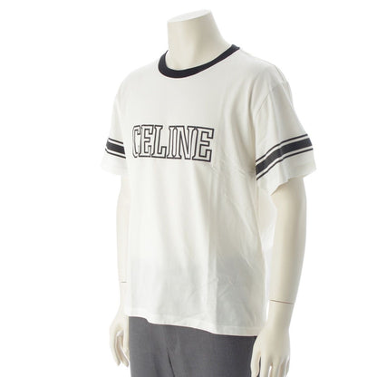 Celine Ringer Logo Print Crew Neck Short Sleeve T-Shirt Top White — view 2