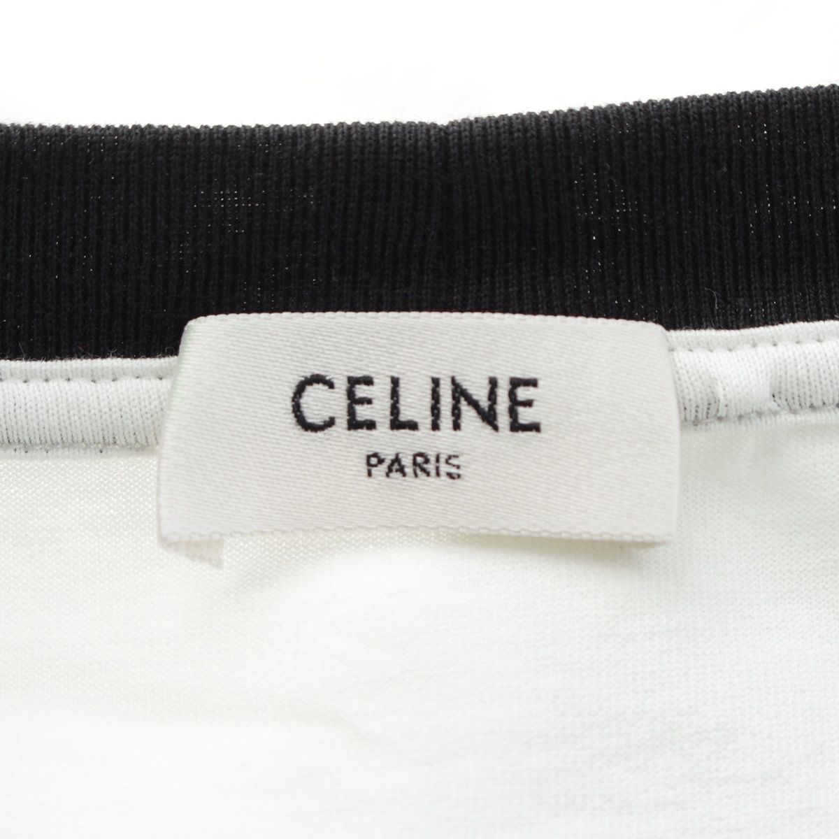 Celine Ringer Logo Print Crew Neck Short Sleeve T-Shirt Top White — view 9