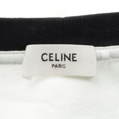 Celine Ringer Logo Print Crew Neck Short Sleeve T-Shirt Top White — view 9