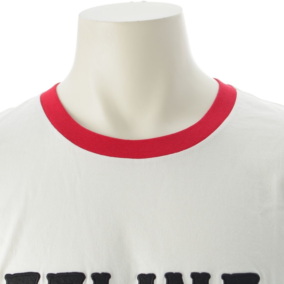 Celine Ringer Logo Patch Neck Short Sleeve T-Shirt Top White — view 5