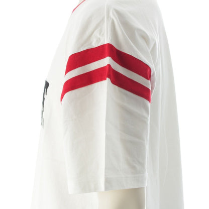 Celine Ringer Logo Patch Neck Short Sleeve T-Shirt Top White — view 7