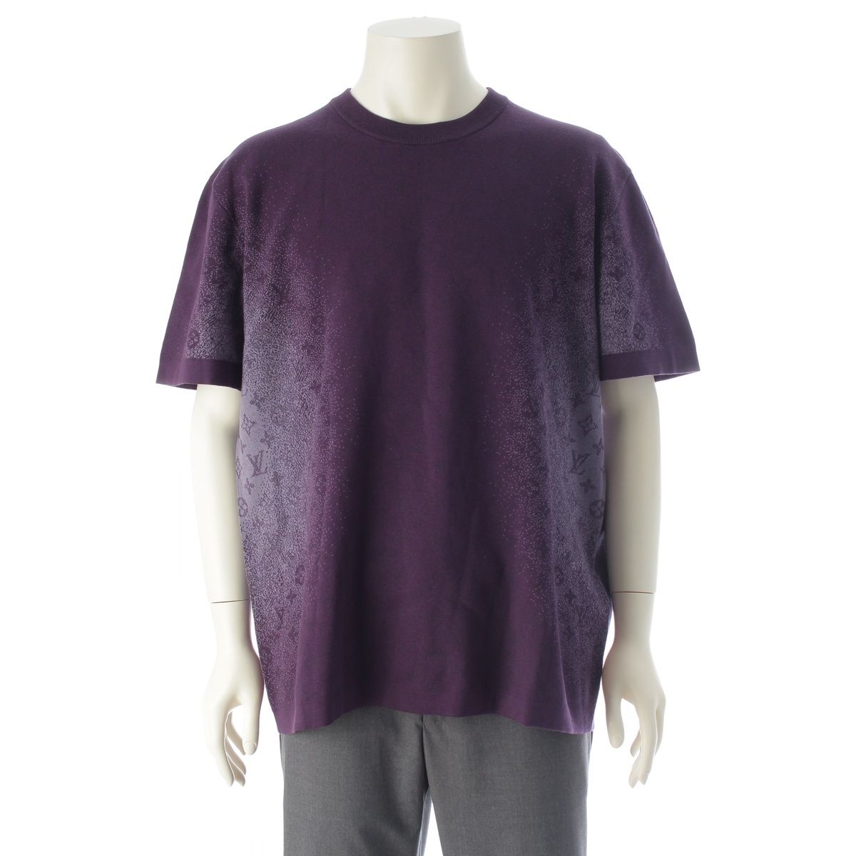 Louis Vuitton Monogram Jacquard Gradient Short Sleeve Crew Neck Top Purple