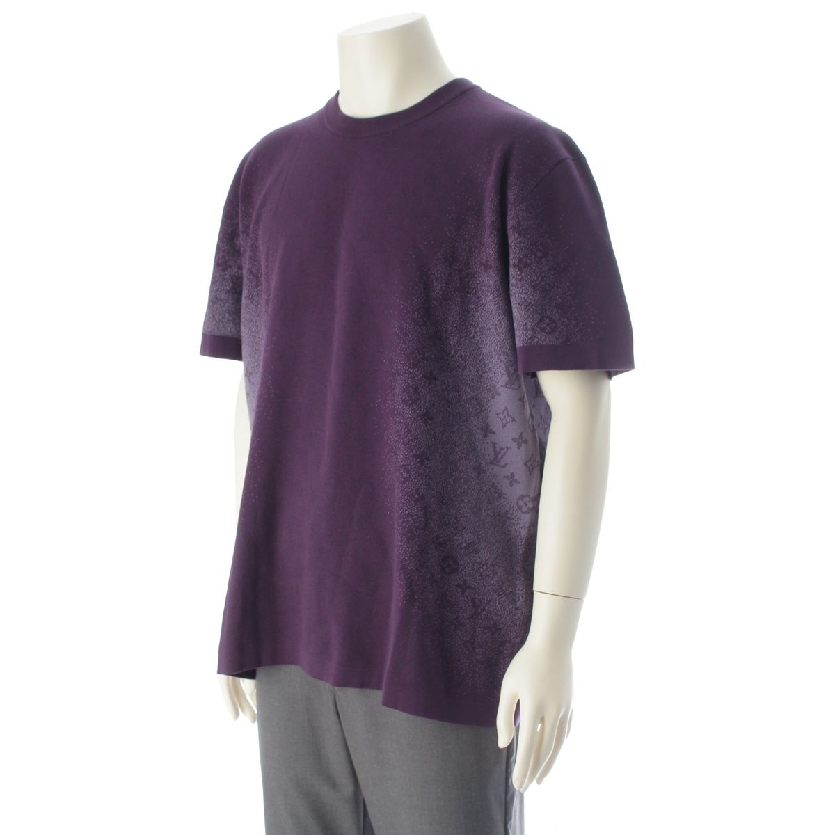 Louis Vuitton Monogram Jacquard Gradient Short Sleeve Crew Neck Top Purple — view 2