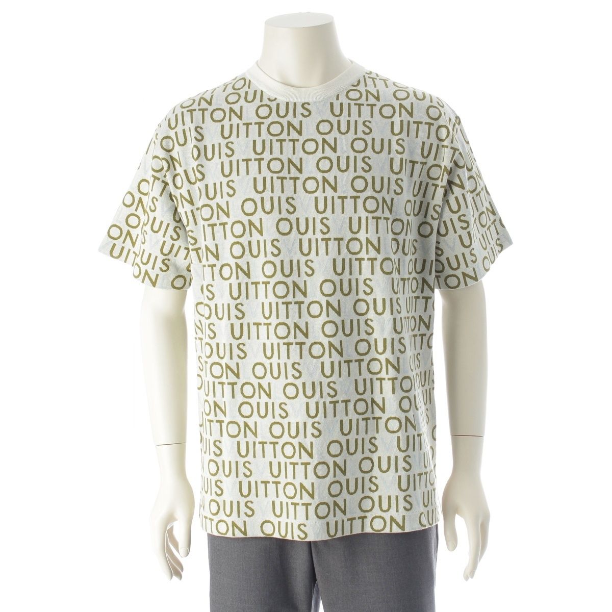 Louis Vuitton Jacquard Signature Short Sleeve Crew Neck Top Green