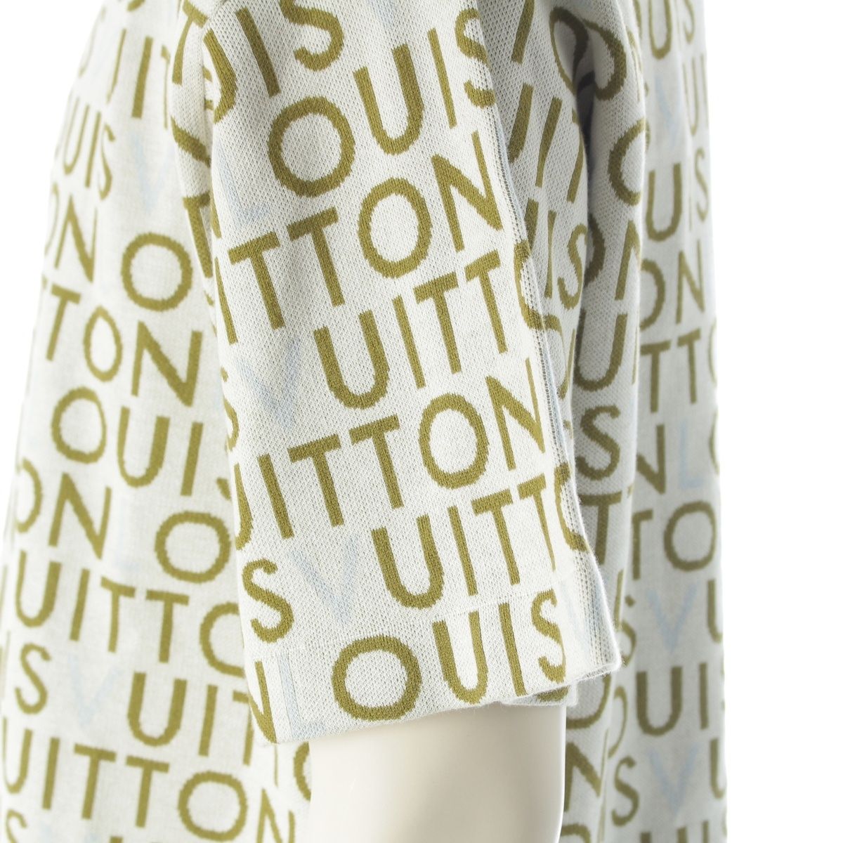 Louis Vuitton Jacquard Signature Short Sleeve Crew Neck Top Green — view 7