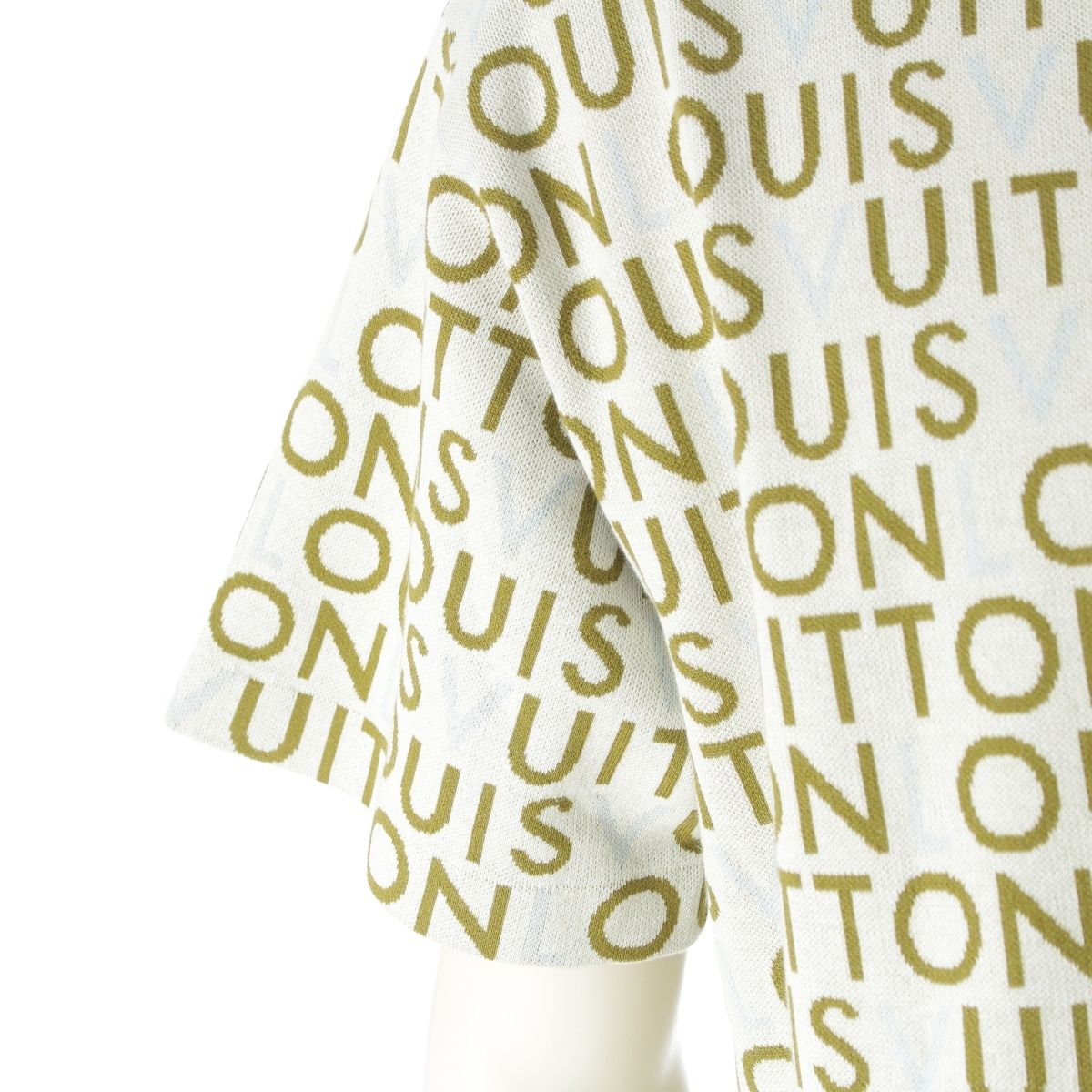Louis Vuitton Jacquard Signature Short Sleeve Crew Neck Top Green — view 6