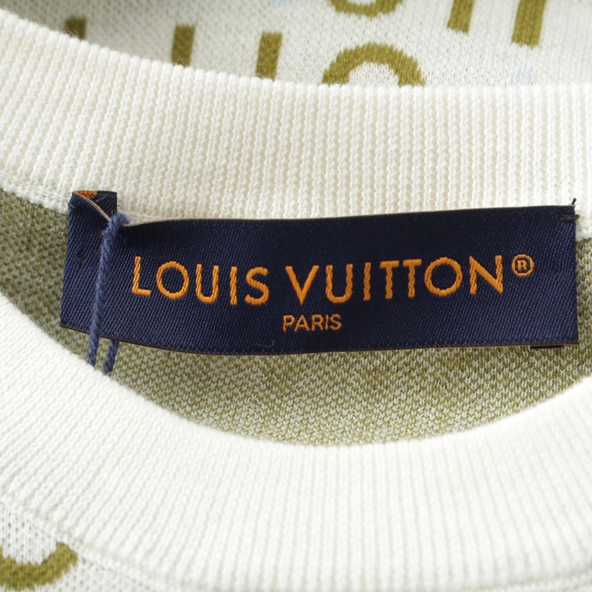 Louis Vuitton Jacquard Signature Short Sleeve Crew Neck Top Green — view 9