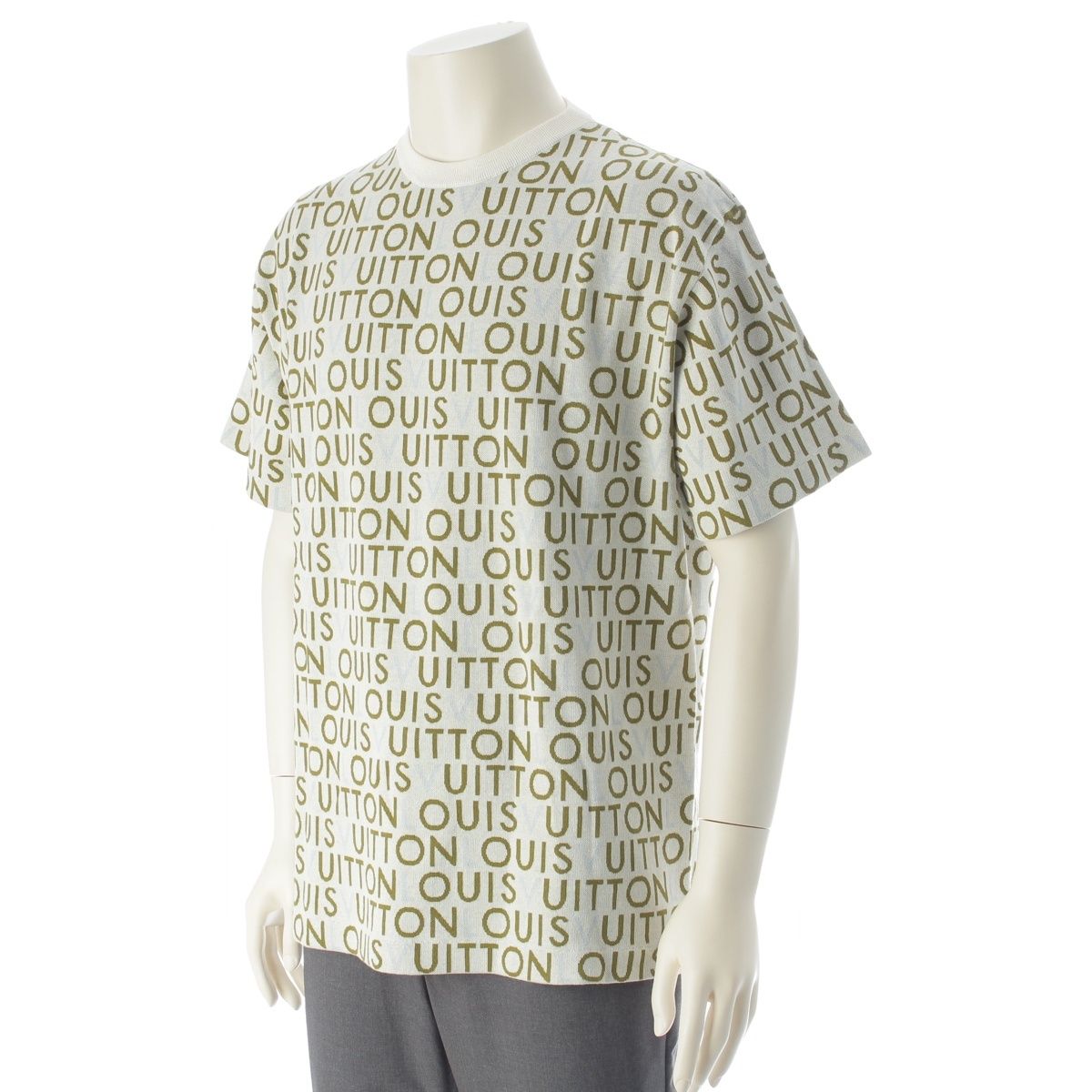 Louis Vuitton Jacquard Signature Short Sleeve Crew Neck Top Green — view 2