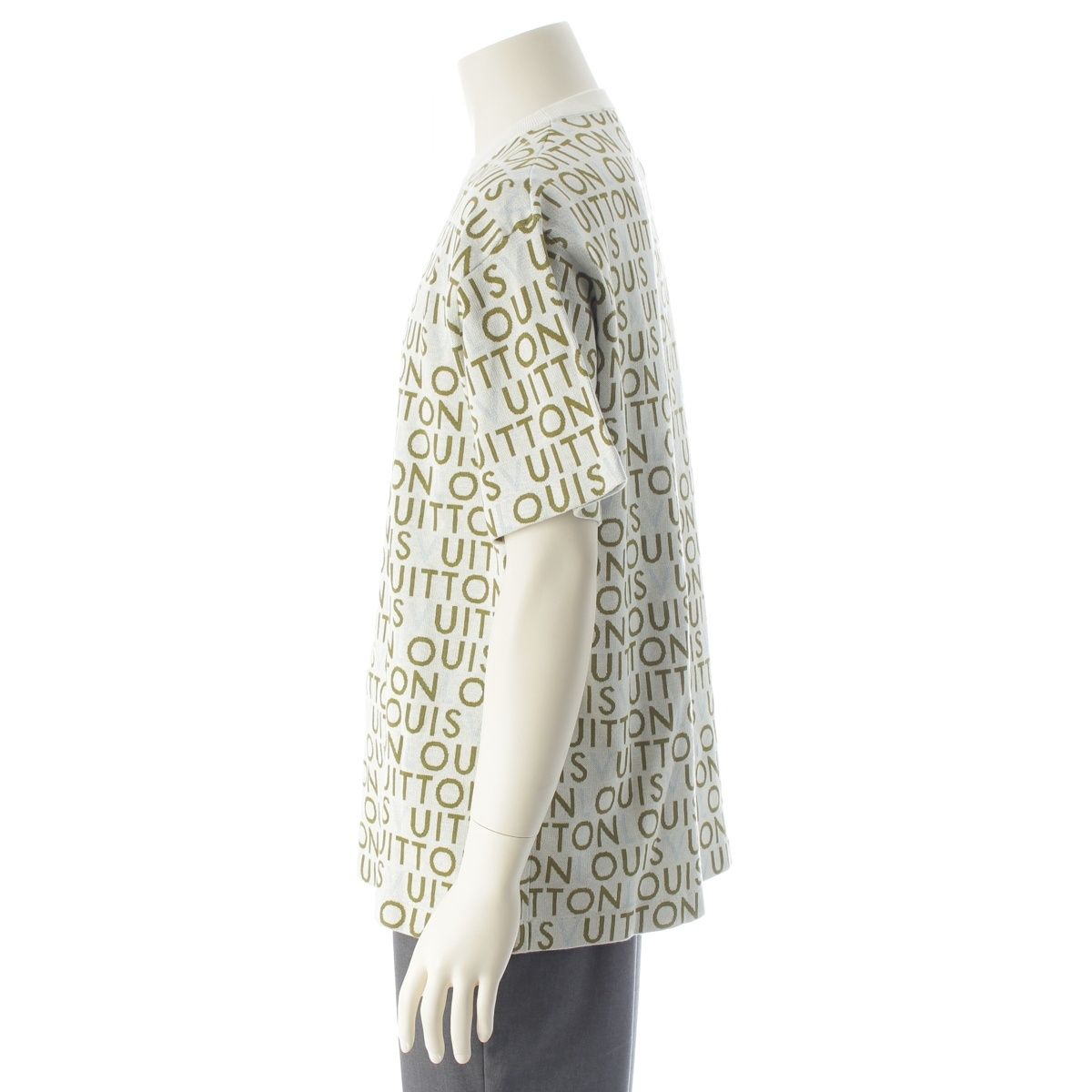 Louis Vuitton Jacquard Signature Short Sleeve Crew Neck Top Green — view 3