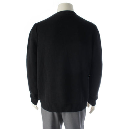 Prada Cashmere Front Logo Crew Neck Knit Sweater Black 50 — view 4