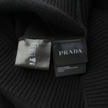 Prada Cashmere Front Logo Crew Neck Knit Sweater Black 50 — view 9