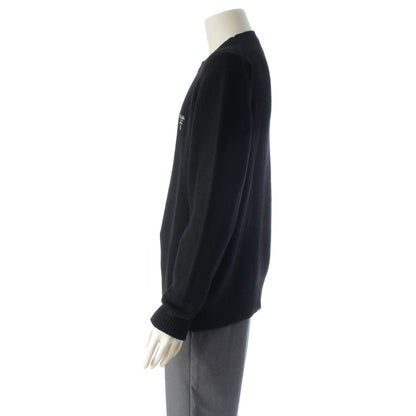 Prada Cashmere Front Logo Crew Neck Knit Sweater Black 50 — view 3