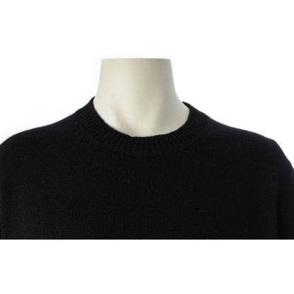 Prada Cashmere Front Logo Crew Neck Knit Sweater Black 50 — view 5