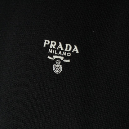 Prada Cashmere Front Logo Crew Neck Knit Sweater Black 50 — view 7