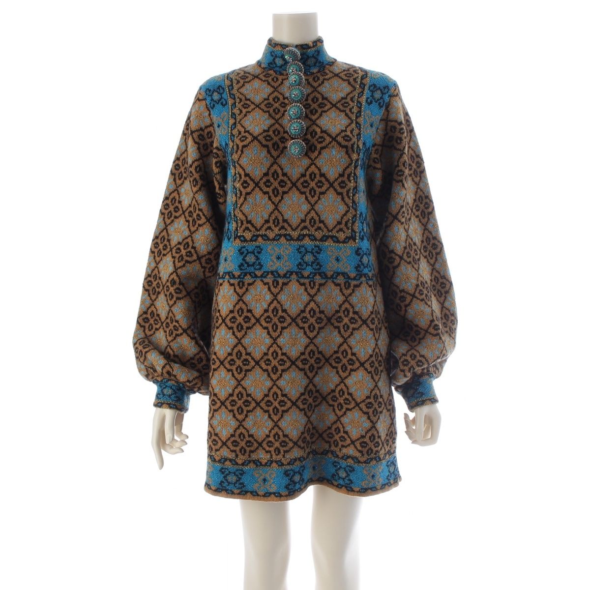 Gucci Wool Mohair Resort Collection Michele GG Pattern Visual Button Floral
