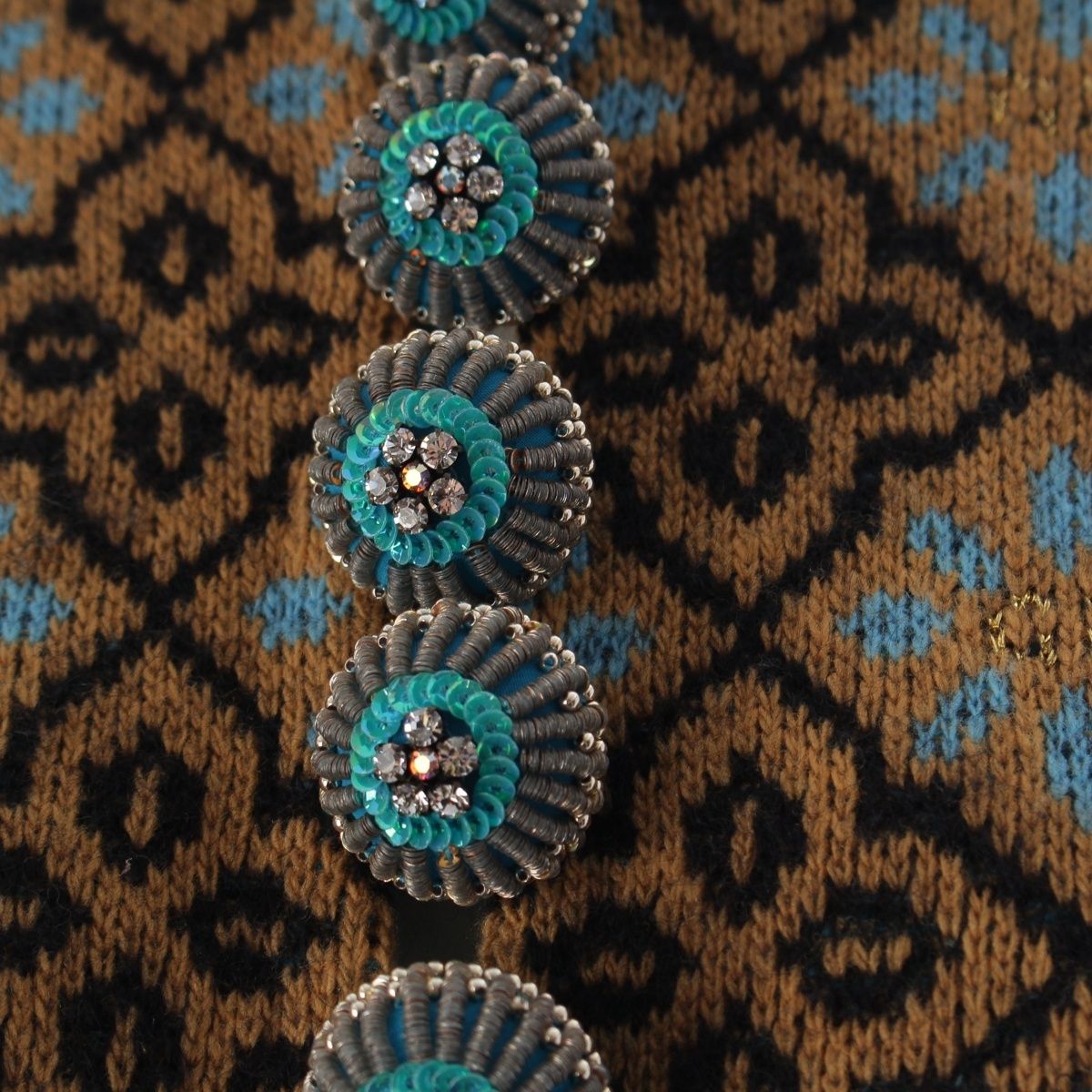 Gucci Wool Mohair Resort Collection Michele GG Pattern Visual Button Floral — view 7