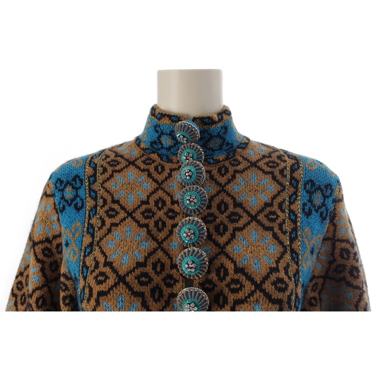 Gucci Wool Mohair Resort Collection Michele GG Pattern Visual Button Floral — view 5