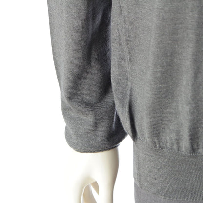 Prada Cashmere Silk Triangle Logo Classic Crew Neck Knit Sweater Gray 52 — view 6