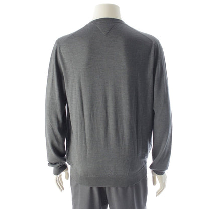 Prada Cashmere Silk Triangle Logo Classic Crew Neck Knit Sweater Gray 52 — view 4