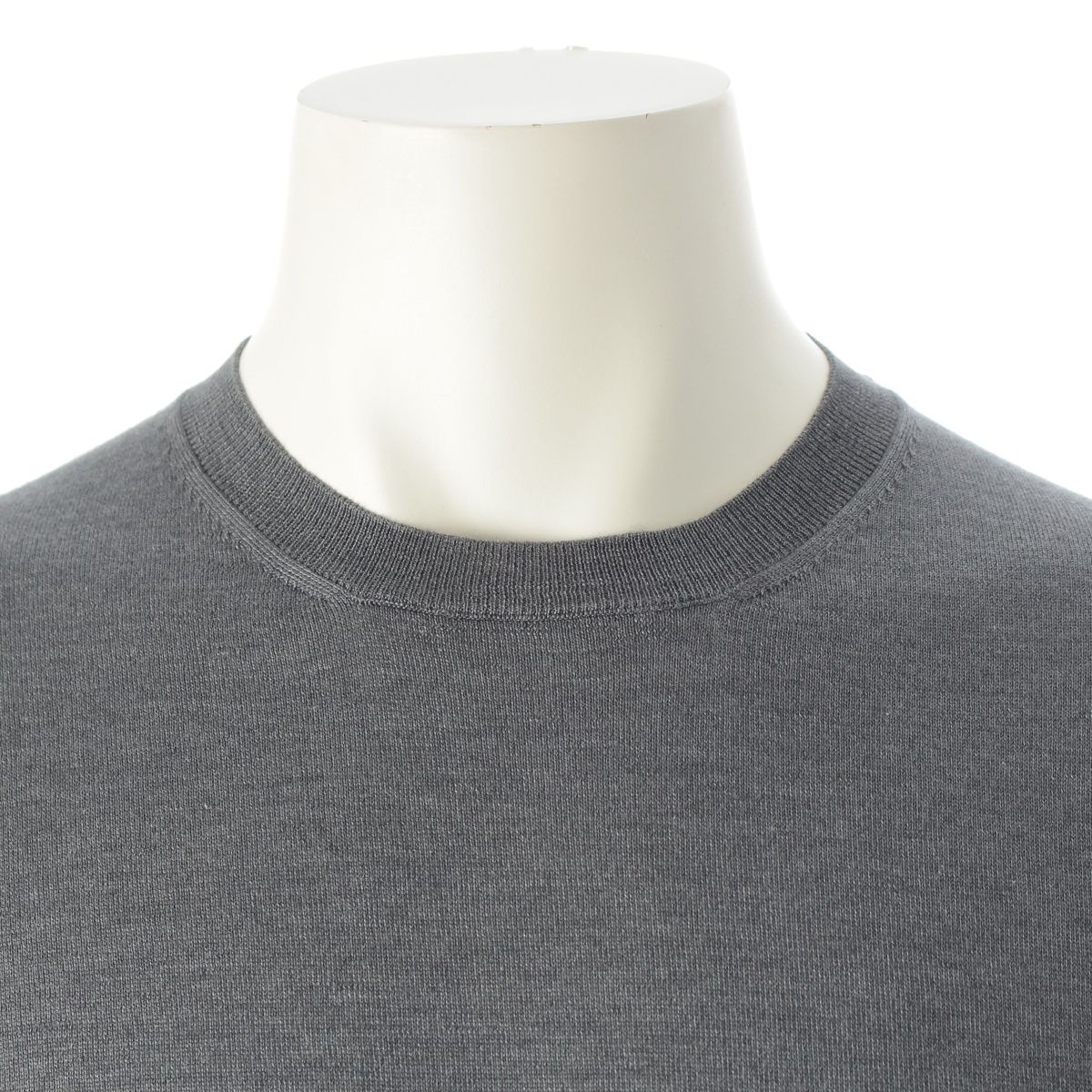 Prada Cashmere Silk Triangle Logo Classic Crew Neck Knit Sweater Gray 52 — view 5