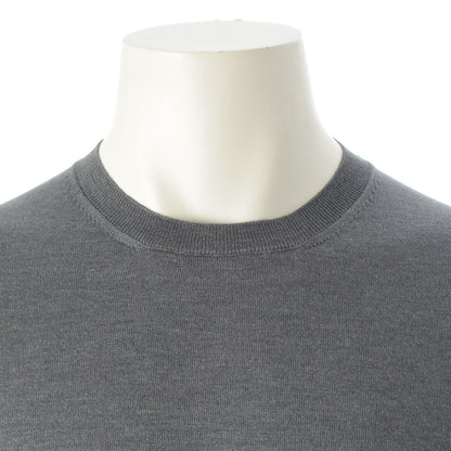 Prada Cashmere Silk Triangle Logo Classic Crew Neck Knit Sweater Gray 52 — view 5