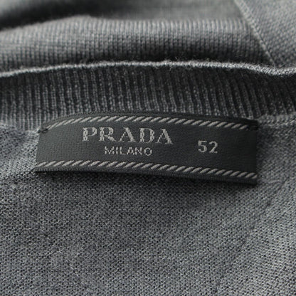 Prada Cashmere Silk Triangle Logo Classic Crew Neck Knit Sweater Gray 52 — view 9