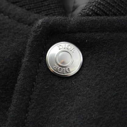 Dior Cowhide Ling Teddy Varsity Logo Patch Jacket Black Gray 50 — view 9