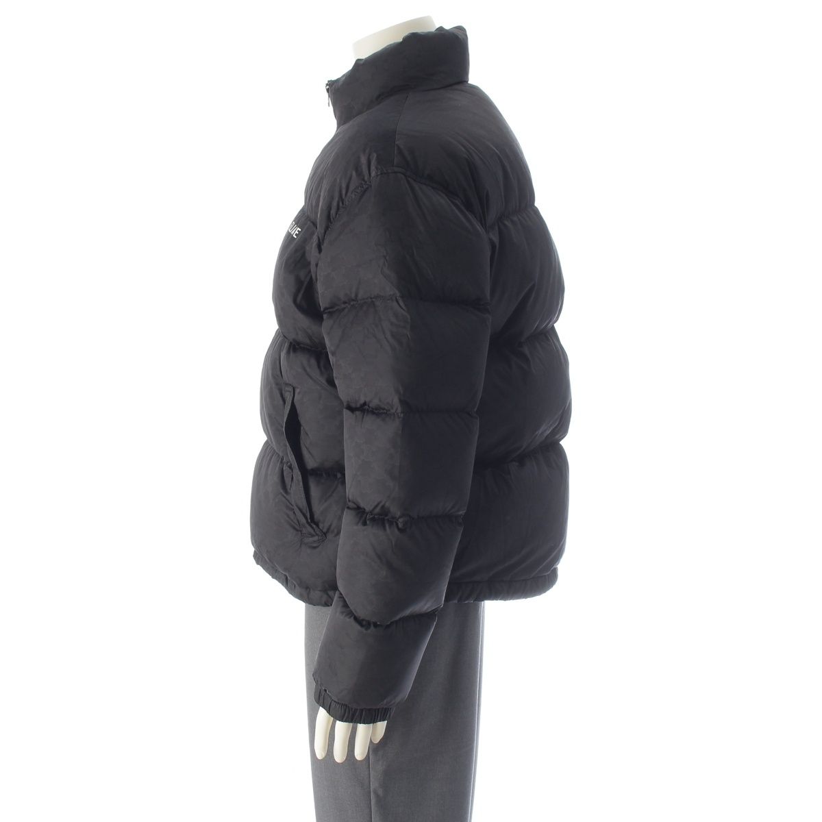 Celine Nylon Triomphe All Over Pattern Logo Embroidery Down Jacket Black 50 — view 3