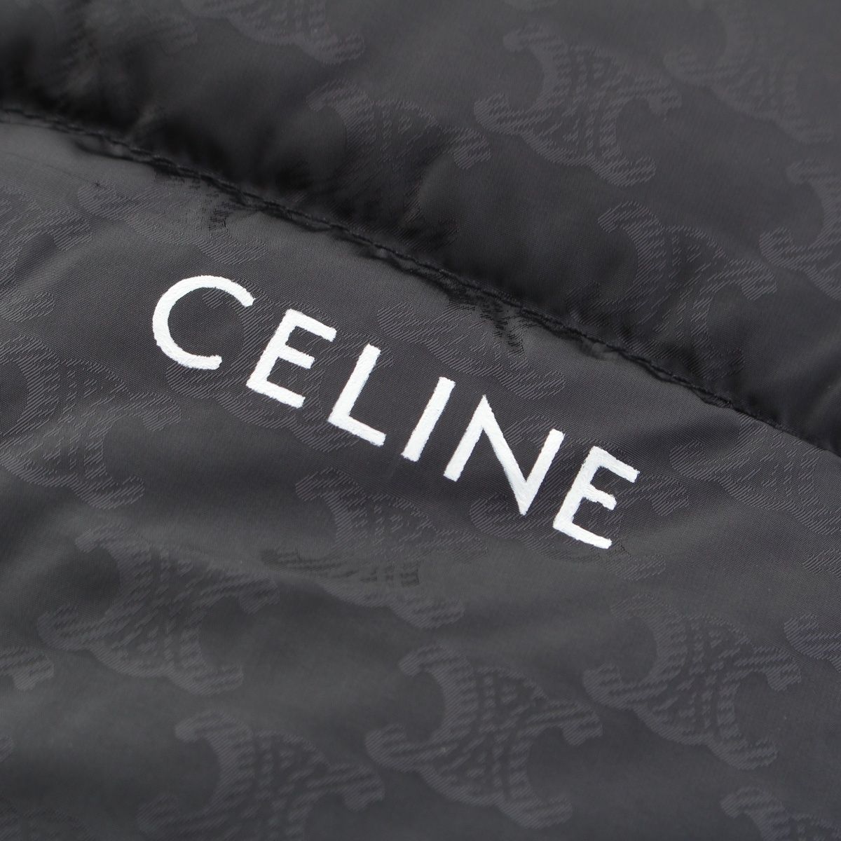 Celine Nylon Triomphe All Over Pattern Logo Embroidery Down Jacket Black 50 — view 8