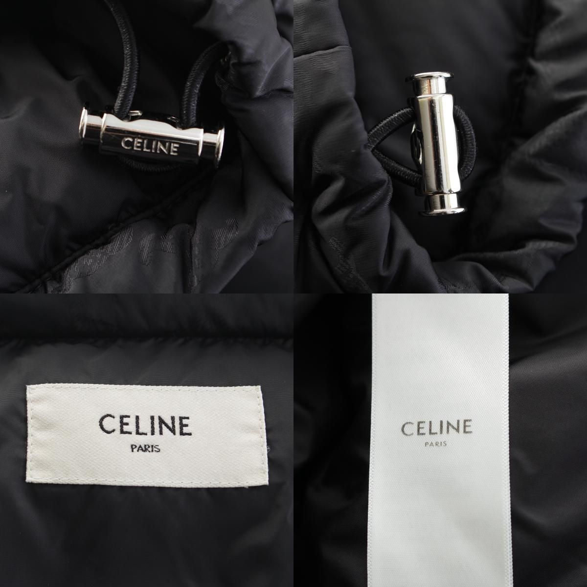 Celine Nylon Triomphe All Over Pattern Logo Embroidery Down Jacket Black 50 — view 9