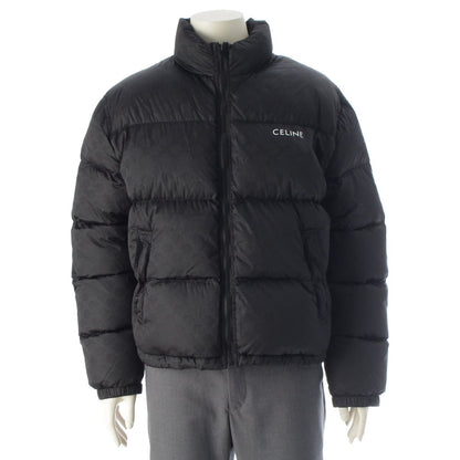 Celine Nylon Triomphe All Over Pattern Logo Embroidery Down Jacket Black 50