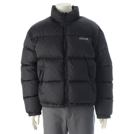 Celine Nylon Triomphe All Over Pattern Logo Embroidery Down Jacket Black 50