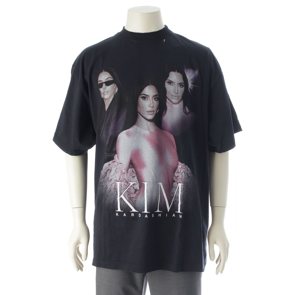 Balenciaga Kim Shrunk Kim Kada Chien Oversize Crew Neck Top Vintage Wash Black
