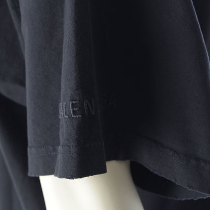 Balenciaga Kim Shrunk Kim Kada Chien Oversize Crew Neck Top Vintage Wash Black — view 6