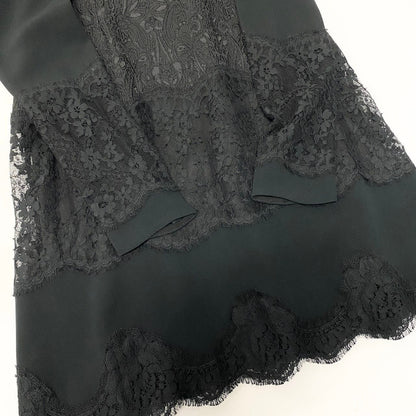 Dolce & Gabbana Lace Dress Contrast Puff Sleeve 36 Black See Image — view 6